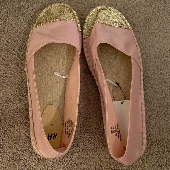 H&M Pink and Gold Espadrille Flats Size 9.5 NWT! - Picture 2 of 3